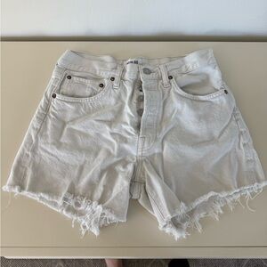 Agolde Off-White Frayed Jean Shorts